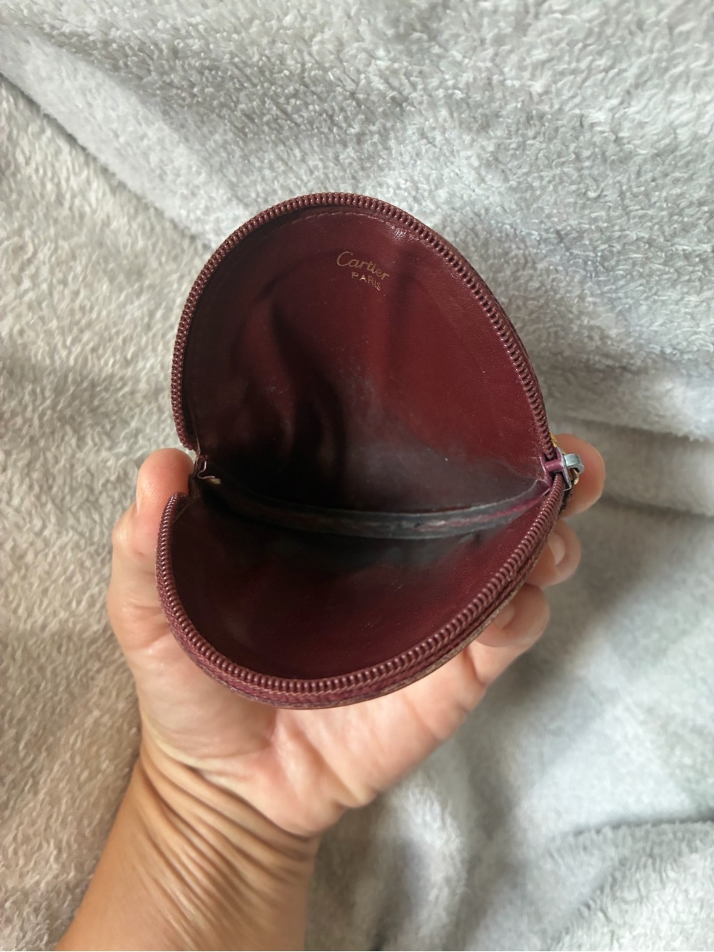 Cartier Round Leather Coin Case in Burgundy - Picture 5 of 10